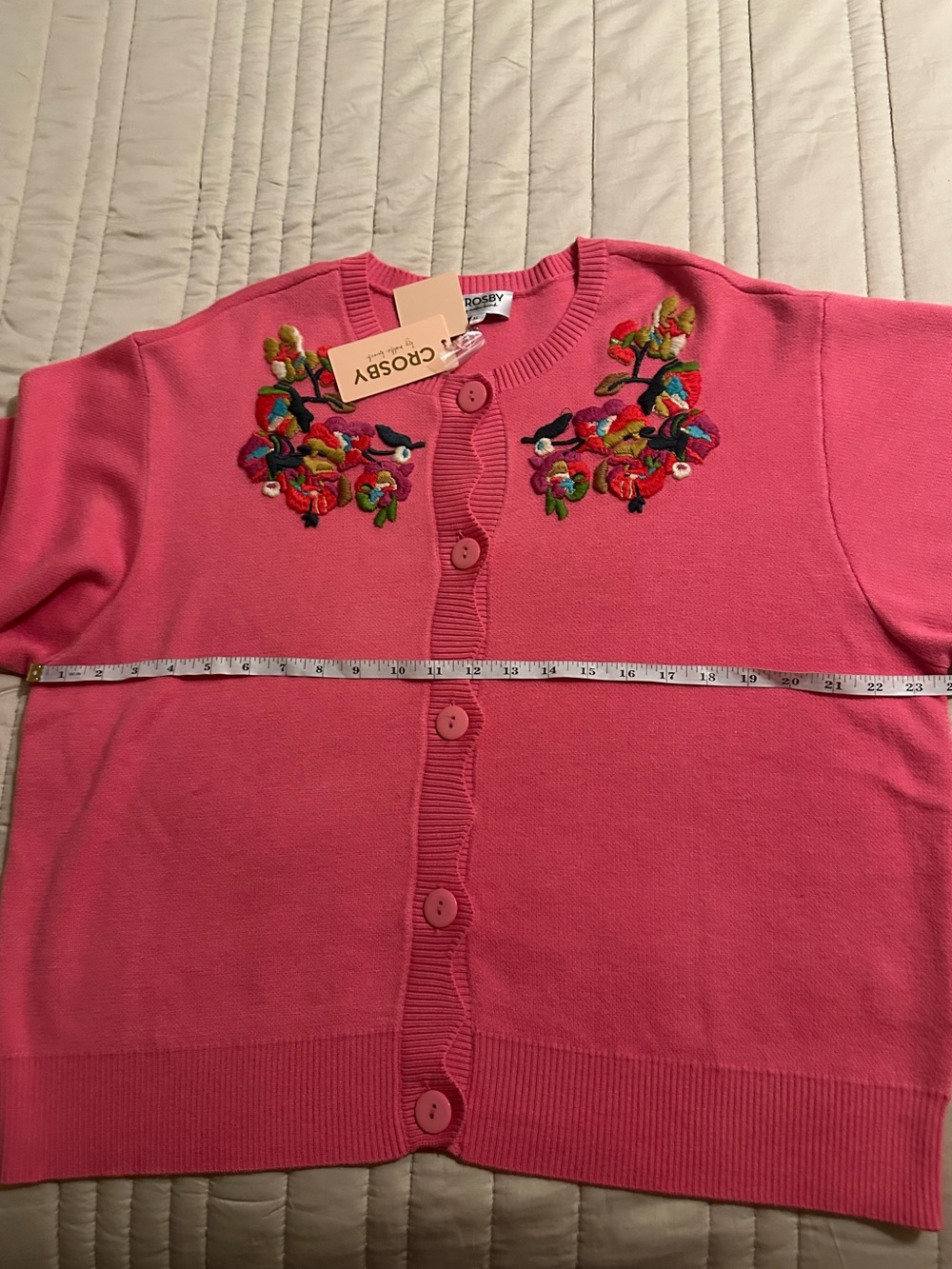 CROSBY by Mollie Burch Floral Embroidered Neckline Button cardigan - Picture 11 of 16